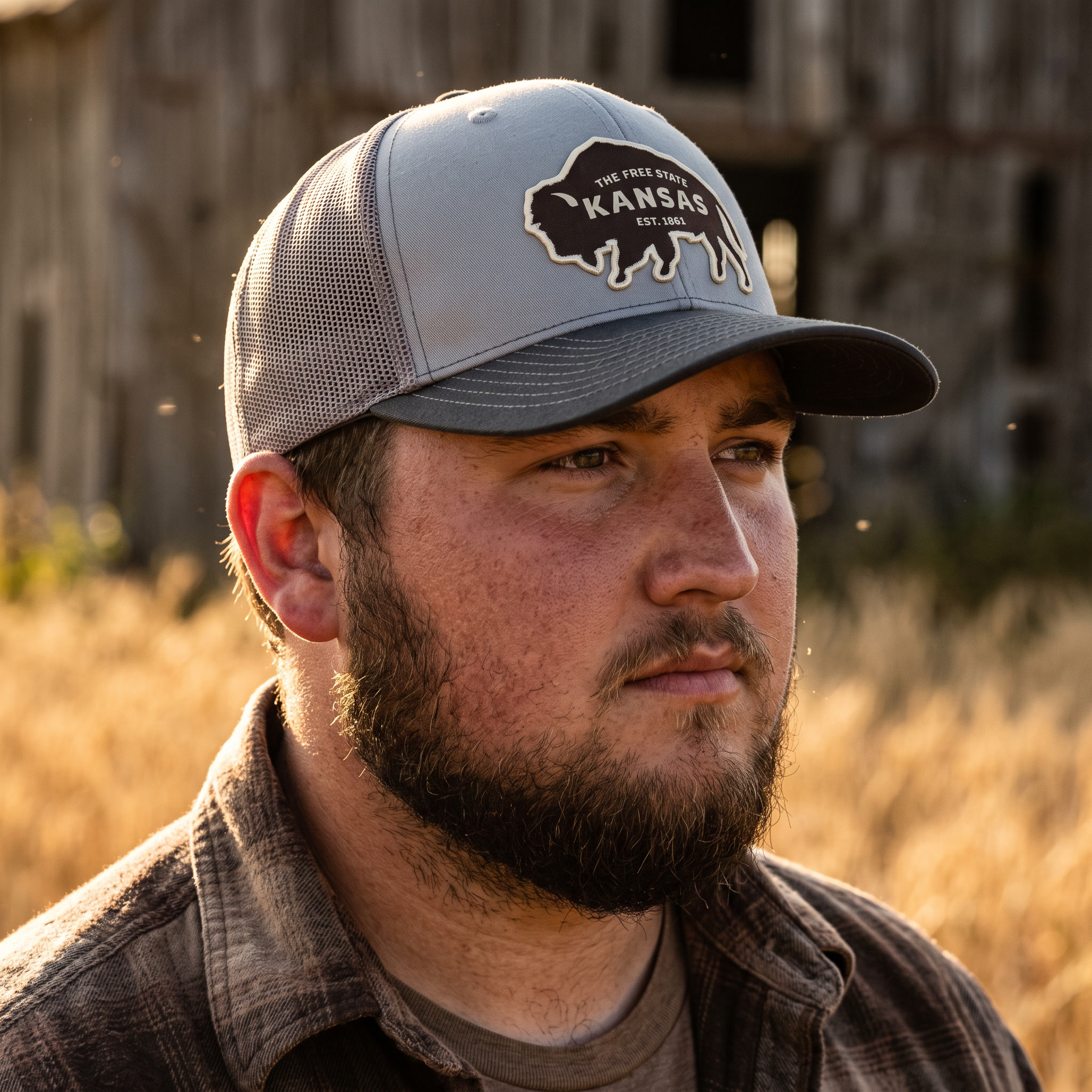 Free State Buffalo Trucker Hat - 112 Tri Grey/Charcoal/Black